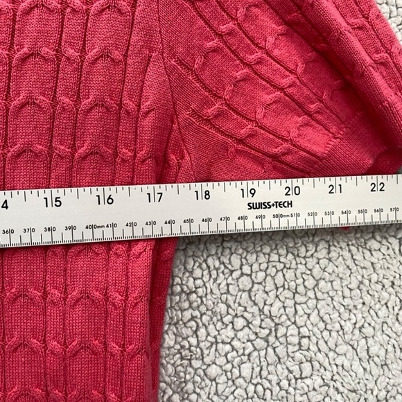 Betas Choice Sweater Womens Medium Red Knit Short Sleeve Stretch Crew Neck - Picture 2 of 8